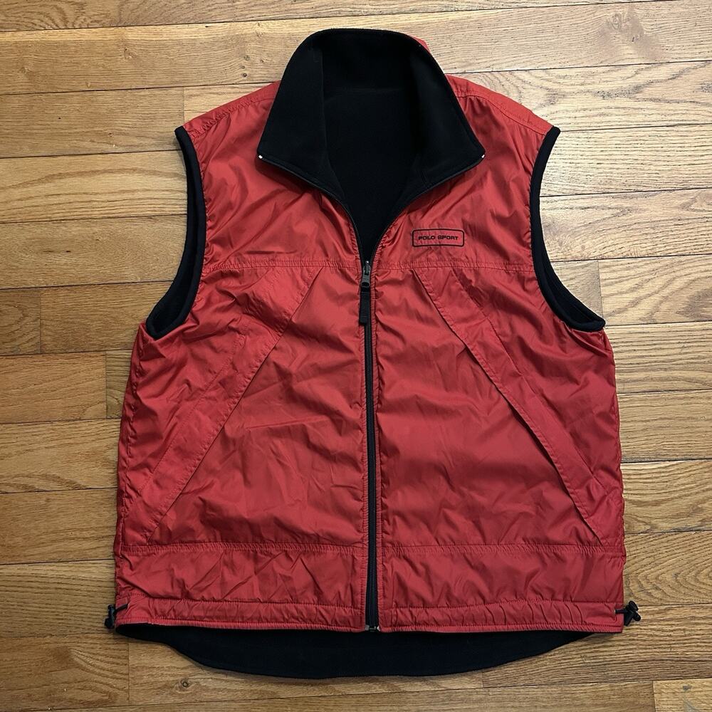 Vintage 90s Polo Sport Ralph Lauren Reversible Fleece Windbreaker Vest Large